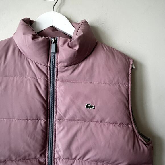Lacoste Down Puffer Vest Size 42/L Feather Filled Vintage Y2K Purple Full Zip - Picture 3 of 9